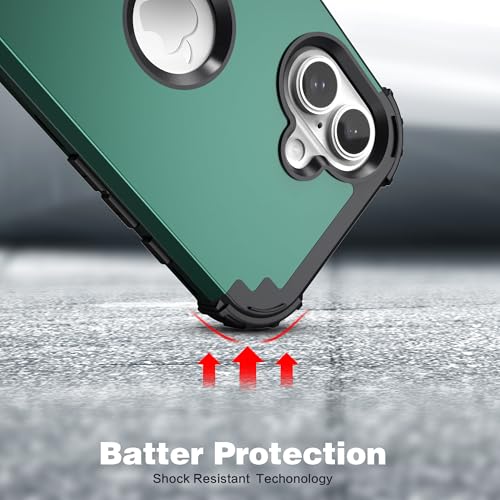 IDweel for iPhone 17 Case with Screen Protector for Women, 3 in 1 Shockproof Slim Fit Hybrid Heavy Duty Hard PC Cover Soft Silicone Bumper Full Body Anti-Fingerprint Case, Graphite Green/Black - color: Graphite Green/Black