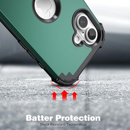 IDweel for iPhone 17 Case with Screen Protector for Women, 3 in 1 Shockproof Slim Fit Hybrid Heavy Duty Hard PC Cover Soft Silicone Bumper Full Body Anti-Fingerprint Case, Graphite Green/Black - color: Graphite Green/Black