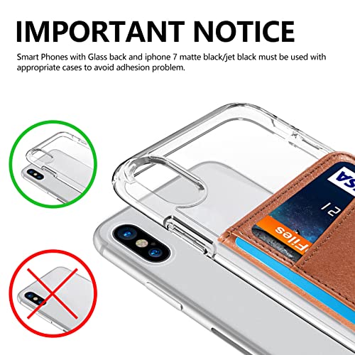 Wallet Stick on Phone Case, Credit Card Holder for Back of Phone Cases Flip Leather Wallet Sleeve Pouch Compatible with iPhone, Samsung Galaxy Android Most Smartphones Brown - color: Brown