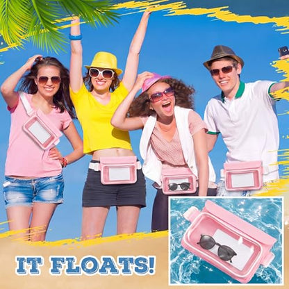 Ipx8 Waterproof Fanny Pack, 1 Pack Floating Waterproof Phone Pouch Touchscreen Dry Bag with Adjustable Waist Strap for Beach, Swimming, Kayaking, Boating, Fits Phones up to 8.5"(Pink) - color: Pink