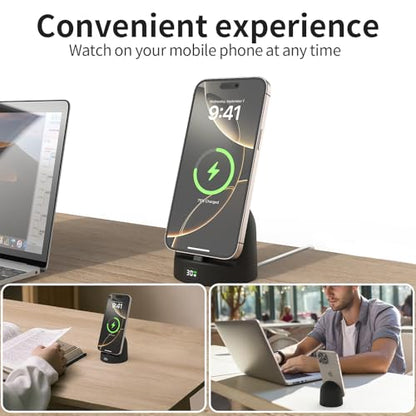 Phone Charging Stand for Samsung/iPhone15/16/17,Charger Stand with USB-C,Charging Station with LED Power Display,Charging Dock for Nightstand Black Silicone - color: BLACK
