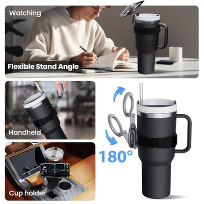 Magnetic Phone Holder for Stanley Cup,Adjustable Water Bottle for Gym,Phone Stand Fit for iPhone with Magsafe,Universal Holder Mount for Stanley Owala Yeti Tumbler Hydrojug 16-60oz,Gym,Stroller