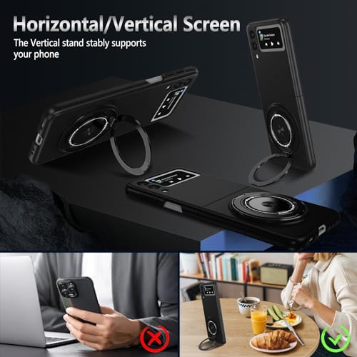 Magnetic Case for Samsung Galaxy Z Flip 3, [Compatible with MagSafe] Military Grade Shockproof Slim fit Samsung Z Flip 3 Phone Case with Magnetic Ring Kickstand Black - color: Black, size: Samsung Galaxy Z Flip 3