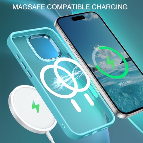 BENTOBEN Magnetic for iPhone 16 Pro Max Case,(Compatible with MagSafe) (Military Grade Drop Protection) Slim Translucent Matte Shockproof with Anti-Fingerprint Phone Case 6.9",Teal Blue - color: Teal Blue