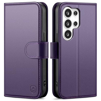 Compatible with Samsung Galaxy S26 Ultra Genuine Leather Case Wallet with Card Holder,Women Men Real Leather Flip RFID Blocking Credit Card Slots Kickstand Protective Phone Cover,Purple - color: Purple, size: Samsung Galaxy S26 Ultra - 6.9"