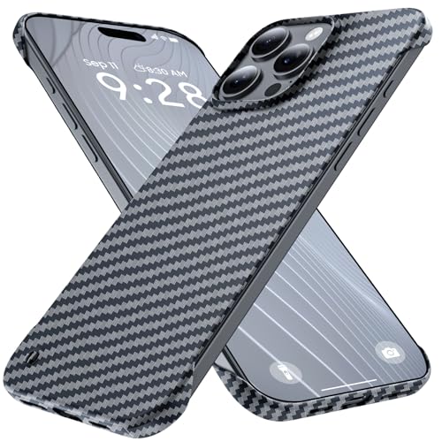 GRECAZO Ultra Thin Carbon Fiber Texture Case for iPhone 16 Pro, Black | Frosted Skin-Like Soft Touch Matte Hard PC Back Cover, Slim Fit Lightweight Frameless Borderless Minimalist Design, 6.3 Inch - size: iPhone 16 Pro