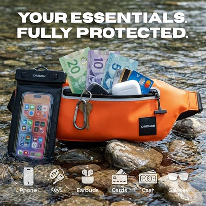 DRENCH vacation ready phone pouch – Orange + White Waterproof Fanny Pack Bundle, 2 Submersible Phone Pouches + Floating Cases