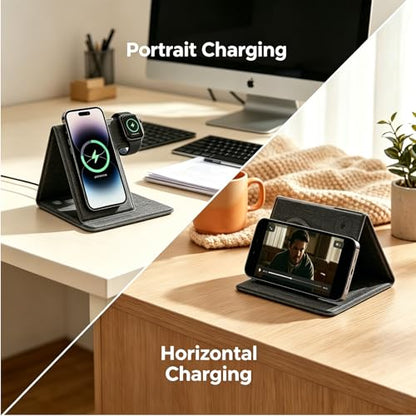 Tongyangat 3 in 1 Foldable Wireless Charging Station, Gray - color: Gray