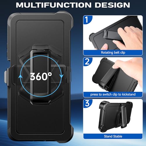 DUEDUE for Motorola G Power 5G 2026 Case, Moto G Power 5G 2025 Case with Belt Clip Holster Shockproof Heavy Duty Kickstand Cover Protective Phone Case for Moto G Power 5G 2026/2025 6.8", Black - size: for Moto G Power 5G 2025/G Power 5G 2026 6.8"