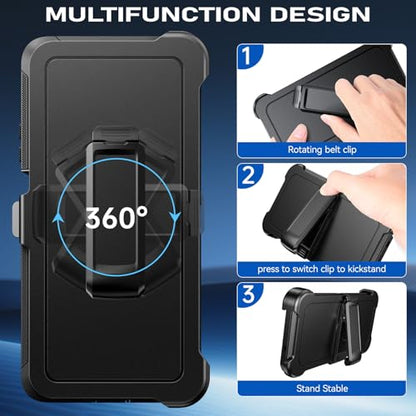DUEDUE for Motorola G Power 5G 2026 Case, Moto G Power 5G 2025 Case with Belt Clip Holster Shockproof Heavy Duty Kickstand Cover Protective Phone Case for Moto G Power 5G 2026/2025 6.8", Black - size: for Moto G Power 5G 2025/G Power 5G 2026 6.8"