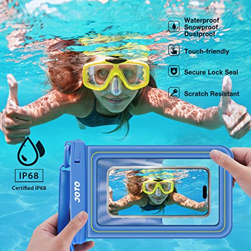 JOTO [IP68 Floatable Large Floating Waterproof Phone Pouch Up to 10", Underwater Phone Case Cellphone Dry Bag for iPhone 17 16 15 14 13 12 11 Pro Max Xs Max XR X 8 7 Plus SE/Galaxy S24 S23 S22 -Blue - color: Blue