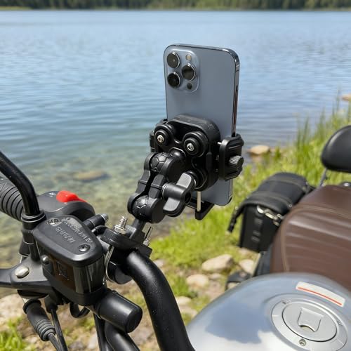 Anti-Vibration Motorcycle Phone Mount with Anti-Theft Lock, Bike Phone Holder Fits 4.7-7.2" Phones for Motorcycle, Bicycle, Scooter, ATV