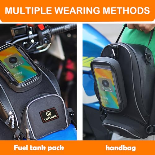 Motorcycle Tank Bag Magnetic, Featuring an Touch Screen Cell Phone Bag up to 7.2 Inch, Universal Gas Oil Fuel Tank Bag with Waterproof Cover & 3 Magnets & 4 Straps & 1 Shoulder Strap - style: Tank Bag