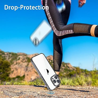 JJGoo Compatiable with iPhone 13 Pro max Case Clear, Transparent Shockproof Phone Case, Slim Anti-Scratch Hard PC Back Protective Cover Bumper, Transparent Black - color: Transparent Black