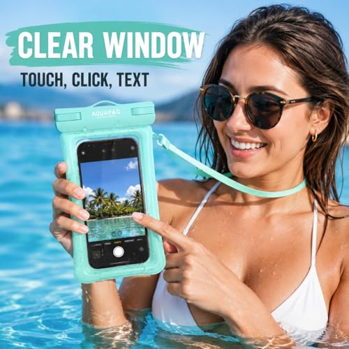 IP68 Waterproof Phone Pouch 2 Pack-Up to 8.0"，Adjustable Neck Lanyard Floating Waterproof Phone Case for iPhone,Phone Dry Bags for Vacation Beach Pool Travel Essentials Green