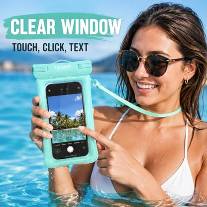 IP68 Waterproof Phone Pouch 2 Pack-Up to 8.0"，Adjustable Neck Lanyard Floating Waterproof Phone Case for iPhone,Phone Dry Bags for Vacation Beach Pool Travel Essentials Green