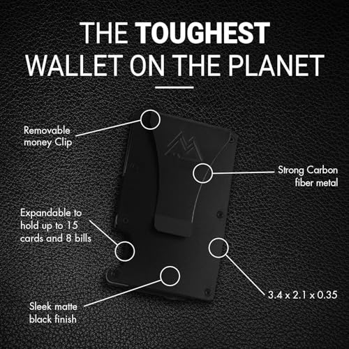 Mountain Voyage Co Minimalist Wallet for Men - Slim RFID I Scratch Resistant, Matte Black Credit Card Holder & Money Clip, Easily Removable Money & Cards, Mens Wallets - color: Matte Black