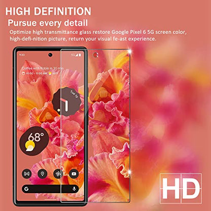 Google Pixel 6 5G Screen Protector + Camera Lens Protectors, [2+2 Pack] Full Coverage Tempered Glass Screen Protector for Pixel 6 [Case-Friendly][Anti-Shatter][3D Glass] - size: Google Pixel 6