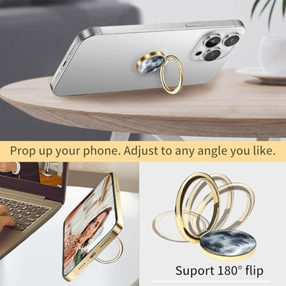 Cell Phone Ring Holder, Cute Phone Ring Grip Stand, 360°Rotation Funny Metal Kickstand Finger Grip Cute Foggy Forest - color: Cute Foggy Forest