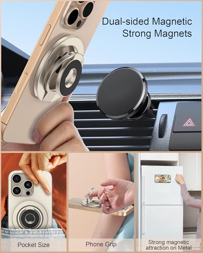 iPhone 17ProMax Portable Magnetic Phone Ring Holder MagSafe Phone Kickstand - color: Gold