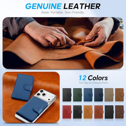 SHIELDON Genuine Leather for Magsafe Wallet, Nappa Royal Blue - color: Royal Blue