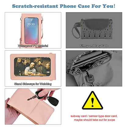 Pink Touchscreen Phone Purse Crossbody for Women - color: Pink