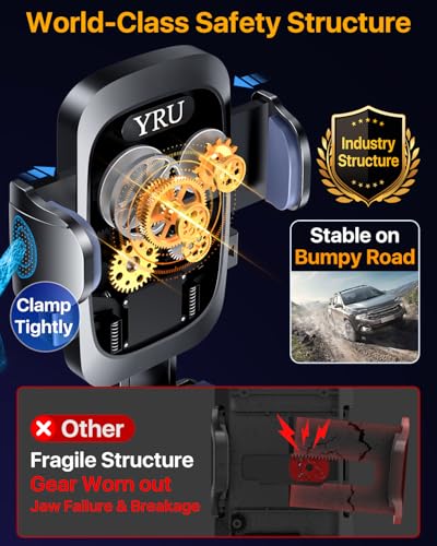 YRU【True Military-Grade Safety & Patent Certs】360°Rotation Car Phone Holder【100+LBS Strong Suction & Clip】Windshield Dash Vent Cell Phone Mount Cradle for iPhone17 16 Pro Max Truck Samsung, Light Red - color: Light Red