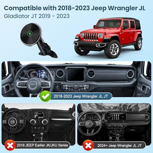 Wireless Charging Magnetic Vent Phone Mount for Jeep Wrangler 2018-2023 - style: Magnetic Charging