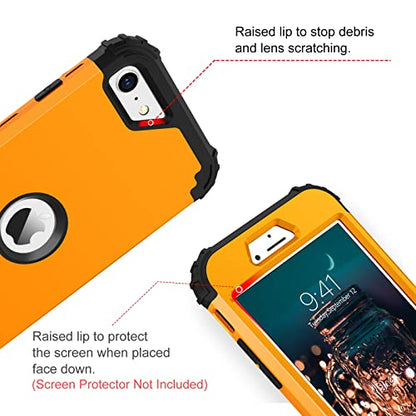 BENTOBEN for iPhone SE 2022 Case and iPhone SE 2020 Phone Case, Heavy Duty 3 in 1 Full Body Rugged Shockproof Hybrid Hard PC Soft Rubber Bumper Drop Protective Girls Women Boy Men Cover, Deep Yellow - color: Black/Deep Yellow