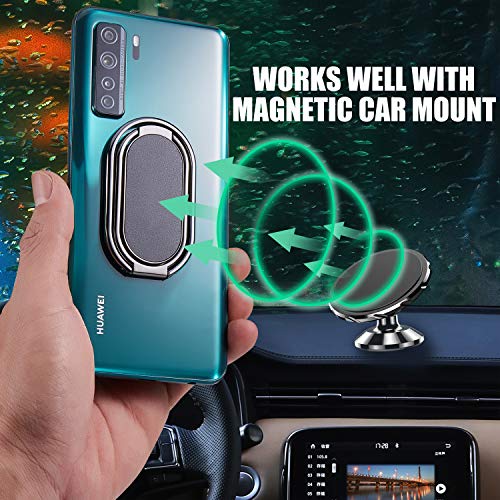 Foldable Phone Ring Holder, 360° Rotating Metal Grip Kickstand - color: Gun Black, size: Oval black