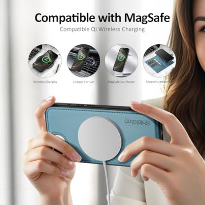 Shieldtop Compatible with MagSafe iPhone 17e / 16e Wallet Case,Light Blue | 2 in 1 Detachable Magnetic,Credit Card Holder Slots,RFID Blocking,PU Leather,Kickstand,Flip Folio Phone Cover for Men & Women - color: Light Blue