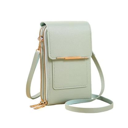 Small Touchscreen Phone Crossbody Bag for Women – Anti-Theft, RFID Blocking, Waterproof Leather Messenger Purse - color: Green