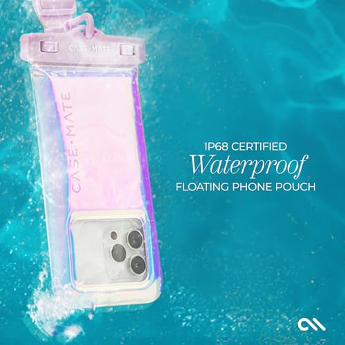 Case-Mate Soap Bubble IP68 Waterproof Phone Pouch - Travel Beach Cruise Ship Essentials - Floating Waterproof Phone Case with Crossbody Lanyard for iPhone 17 Pro Max/16 Pro/15/14/13/S26 - Iridescent