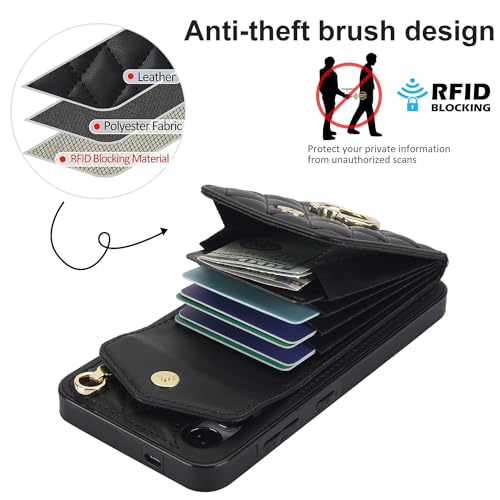 Asuwish Phone Case for Samsung Galaxy S24 5G Wallet Cover with Tempered Glass Screen Protector and Crossbody Wrist Strap Ring Stand RFID Blocking Card Holder Leather Cell S 24 24S G5 Women Girls Black - color: Black