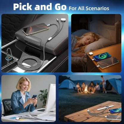Travel Essentials 3 in 2 Multi Charging Cable for iWatch Charger/iPhone17-8 - color: Light Gray Watch, size: 1Pack 5FT