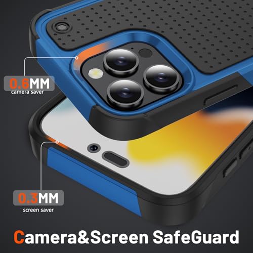 Designed for iPhone 16 Pro Max Case 2 in 1 Gift Militay Grade Drop Protective Rugged Heavy Duty Cover Shockproof Case for iPhone 16 Pro Max Phone Case for Women Men Boy Girl (Blue) - color: Blue