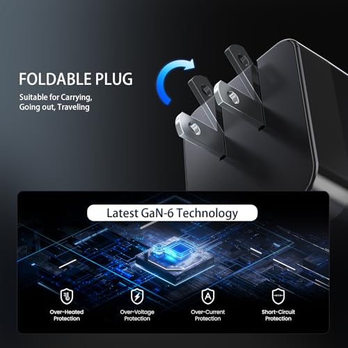 Retractable Charger, 83W Retractable USB C Charger with Type-C Cable and QC18W PD30W Port, PD PPS Fast Charging Block with Foldable Plug for iPhone 17 16 15 14 13 12 11, Galaxy, LG, Pixel, Tablet