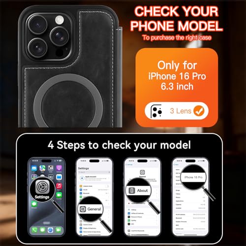 Wallet Phone Case Crafted for iPhone 16 Pro Grey | PU Leather Phone Case Flip Cover Wrist Strap Card Holder Slots - color: Gray-2, size: iPhone 16 Pro
