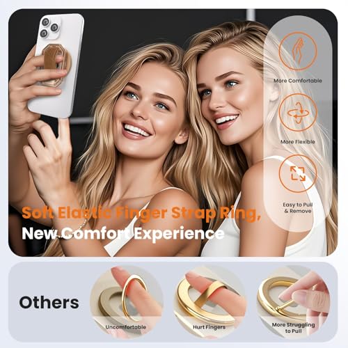 4in1 Phone Grip Stand for MagSafe,Loop Strap,Dual-Fold,360°Rotate,Rose Gold - color: Rose Gold
