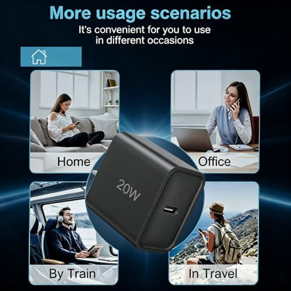 i Phone 17 Charger Fast Charging,USB c Charger,wall Charger with 6ft Cables (White and Black, 4ft and 6ft) - color: White and Black, size: 4ft and 6ft