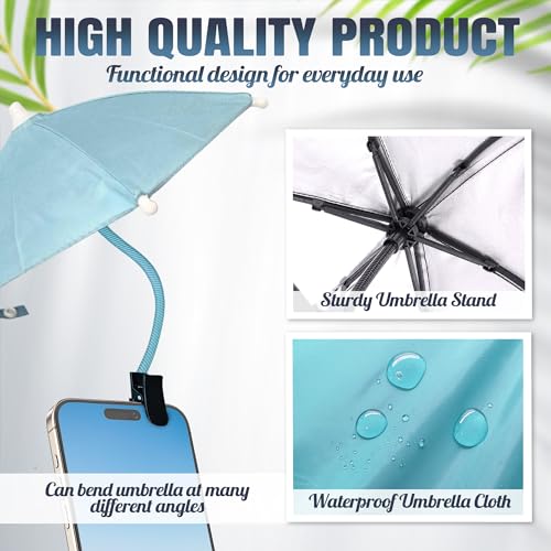 Phone Umbrella for Sun, Clip-On Phone Sun Shade, Universal Fit - color: Blue