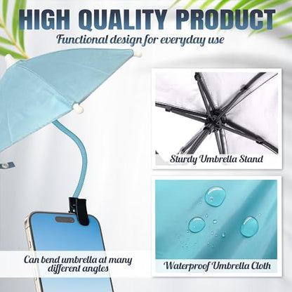 Phone Umbrella for Sun, Clip-On Phone Sun Shade, Universal Fit - color: Blue