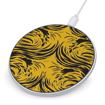 Mustard Yellow and Black Wireless Charger 10W Fast Charging Pad Anti-Slip Qi Certified Wireless Charging Pad Charging Station Portable Phone Charger for All Wireless Charging Smartphone