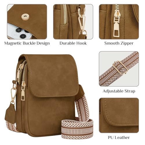 Fashion Small Crossbody Bags for Women Trendy Designer Cell Phone Purses | Adjustable Straps,with Card Holder,Detachable Wristlet Strap,small Cross Body Bag for Woman,Mini Bags,Travel Purse,Work,Gym - color: Sandy Brown