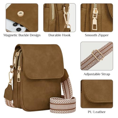 Fashion Small Crossbody Bags for Women Trendy Designer Cell Phone Purses | Adjustable Straps,with Card Holder,Detachable Wristlet Strap,small Cross Body Bag for Woman,Mini Bags,Travel Purse,Work,Gym - color: Sandy Brown