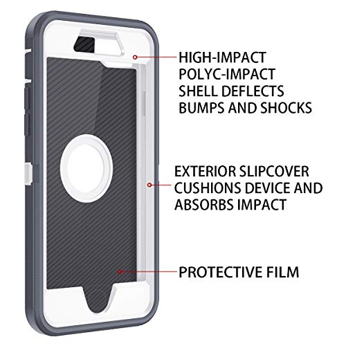 I-HONVA for iPhone SE 2022/2020 Case Built-in Screen Protector Shockproof Dust/Drop Proof 3 in 1 Full Body Rugged Heavy Duty Cover for Apple iPhone SE 3rd/2nd Gen 4.7, Grey - color: Grey/White