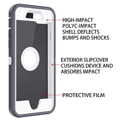 I-HONVA for iPhone SE 2022/2020 Case Built-in Screen Protector Shockproof Dust/Drop Proof 3 in 1 Full Body Rugged Heavy Duty Cover for Apple iPhone SE 3rd/2nd Gen 4.7, Grey - color: Grey/White