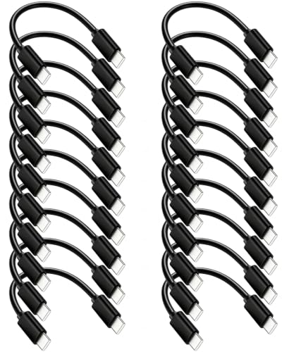 Short USB-C to USB-C Cable 6inch 20-Pack,Fast Charging & Data & Car Carplay - color: Black, size: 6 Inches