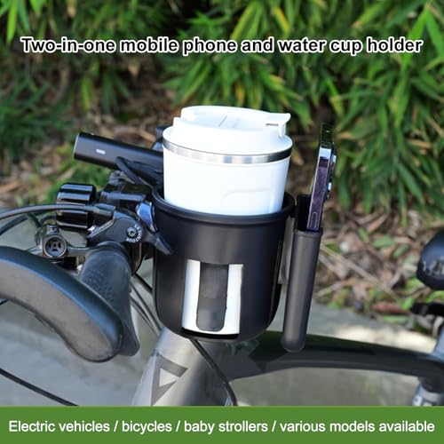 Stroller Cup Holder with Phone Holder, 2-in-1 Cup Phone Holders for Stroller, Bike, Wheelchair, Walker, Scooter