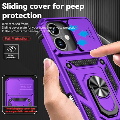 for iPhone 17 Case, with Slide Camera Cover HD Screen Protector [Military Grade 16ft. Drop Tested] Ring Holder Kickstand Protective Phone Case for Apple iPhone 17, Purple - color: Purple w/ Slide Camera 2nd gen. Military Grade